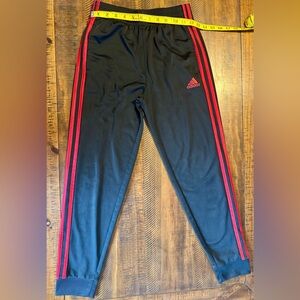Adidas Kids Black Joggers with Red Accents